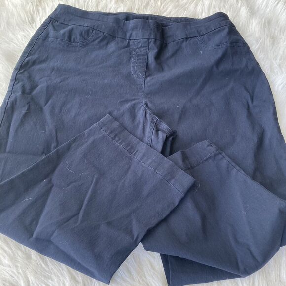 Slim-Sation Pants Sz 14 Navy Blue Pull On Capri Plus Size Stretch Summer Beach - Picture 3 of 11